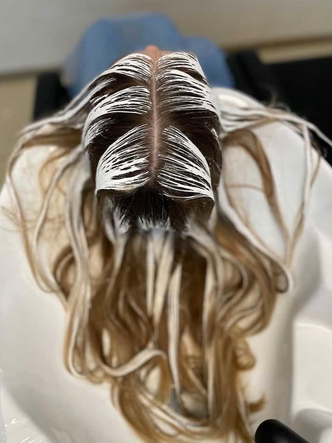 Colour foils being applied at the backwash